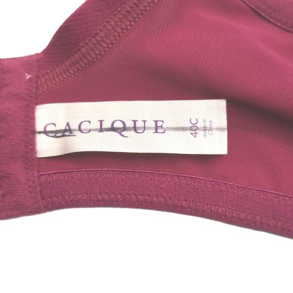 Lane Bryant Cacique Womens Bra Smooth Balconette U/W Size 40C Red  Burgandy - Picture 4 of 10